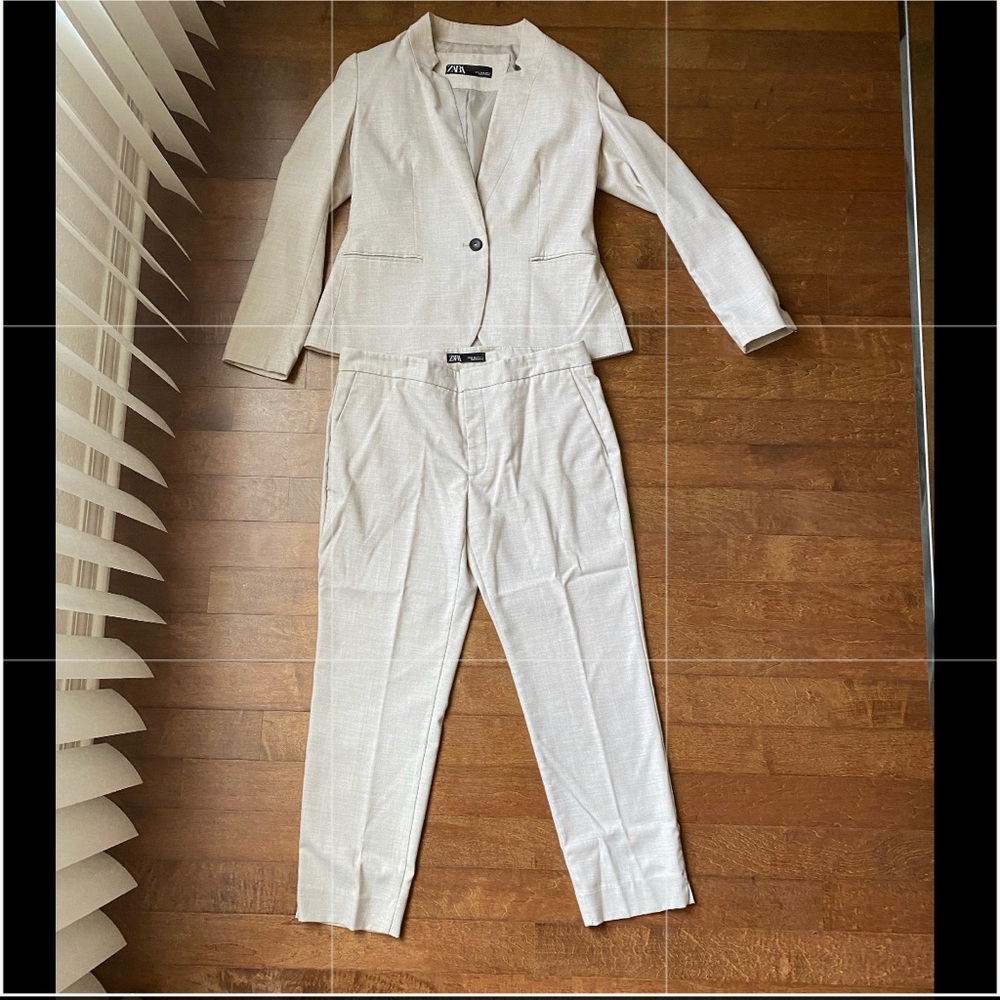 Off white work Zara blazer and pants